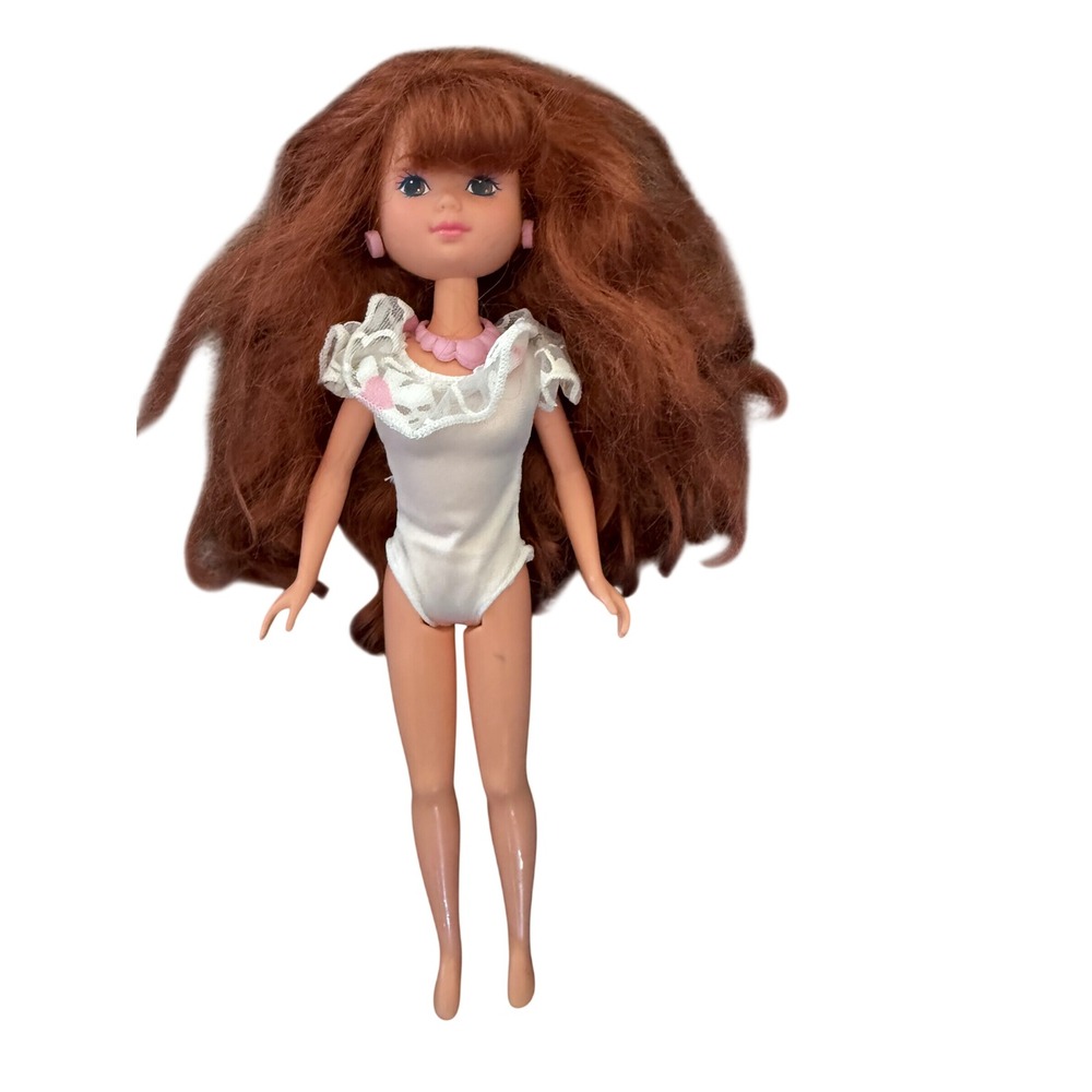 Vintage 1987 Mattel Red Hair Doll White Lace Heart Bodysuit 1986 TCF Head